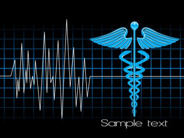 Electrocardiogram with caduceus clipart