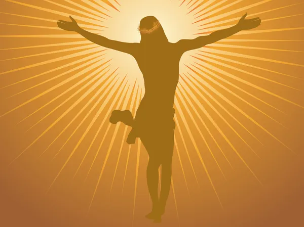 Rayos de fondo con silueta de Jesús — Archivo Imágenes Vectoriales