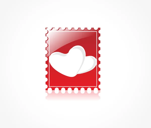 Coeur lumineux sur fond rouge — Image vectorielle