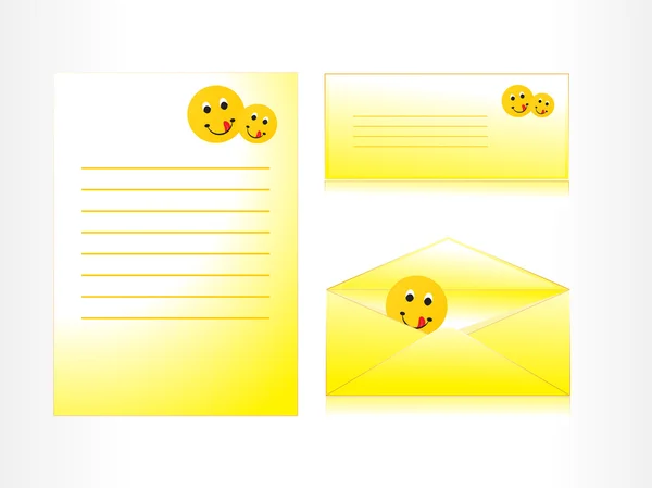 Carta e envelope com rosto sorridente — Vetor de Stock