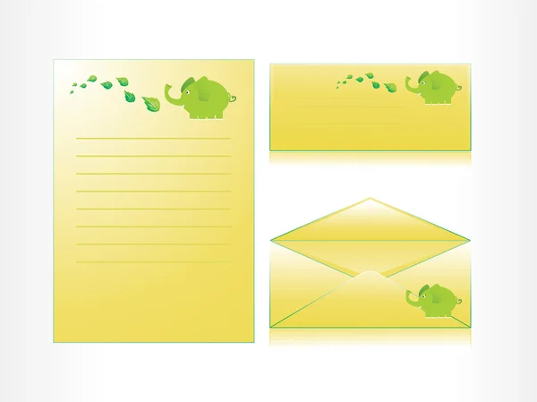 Letter and envelope with elephant header — Stock Vector