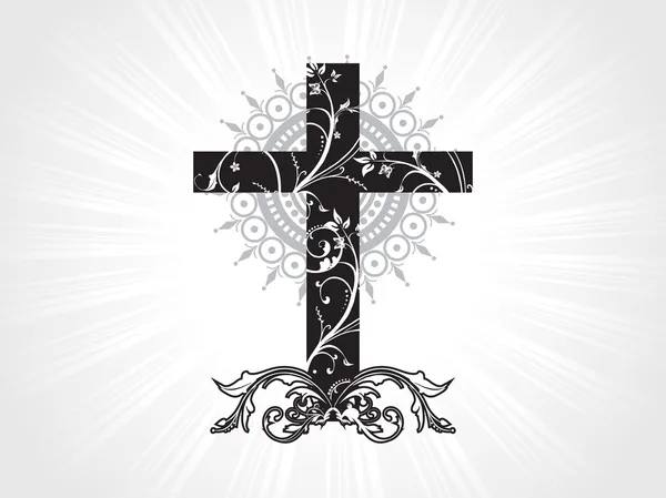 Arrière-plan avec motif floral croix — Image vectorielle