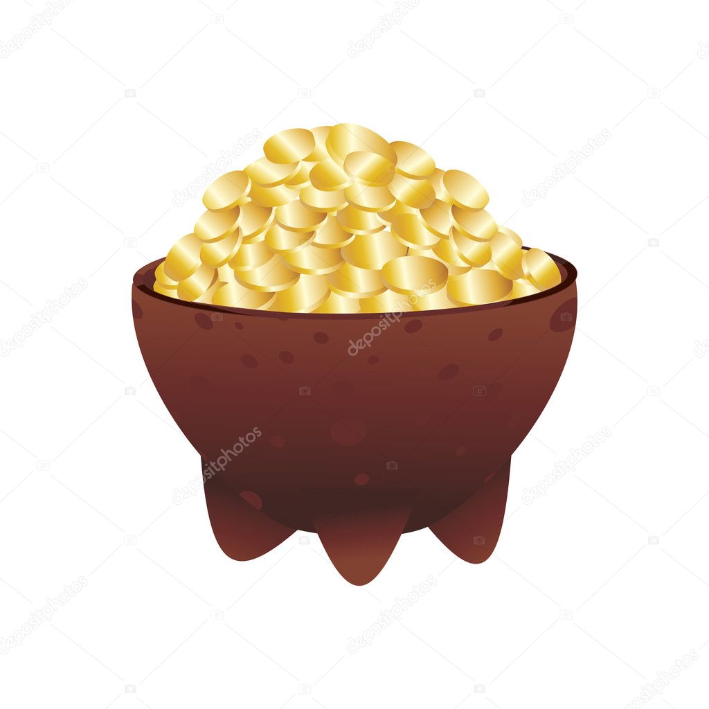 Vector isolated gold coins earthenware