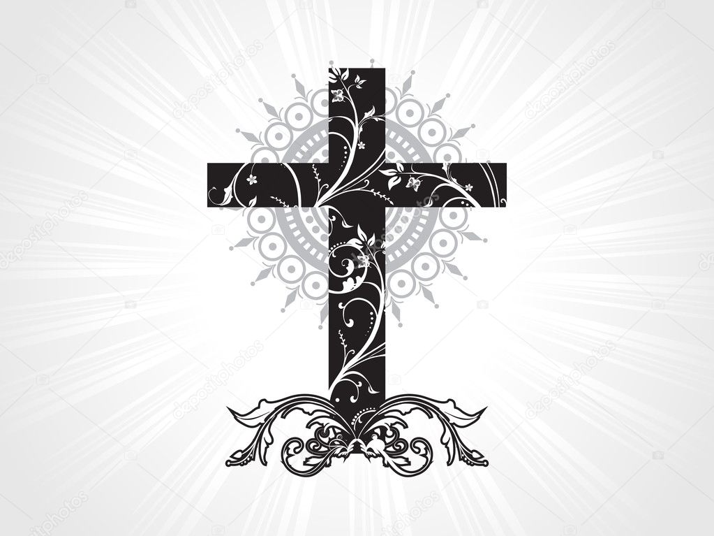 Background with floral pattern cross