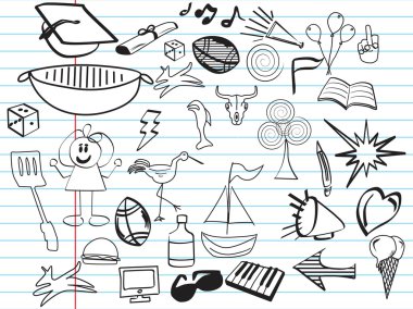 Icons on paper background clipart