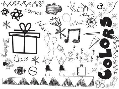 Background with hand drawn icons clipart