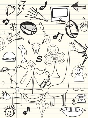 Background with hand drawn icons clipart