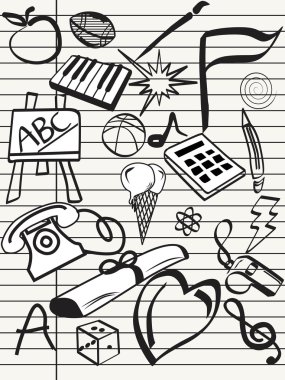 Background with hand drawn obect clipart