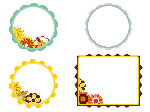 Ensemble de quatre cadre motif fleur — Image vectorielle