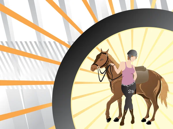 Dame posant avec cheval, illustration — Image vectorielle