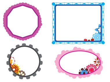 Bloom pattern kids frames clipart