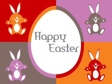 Happy easter card with bunny clipart