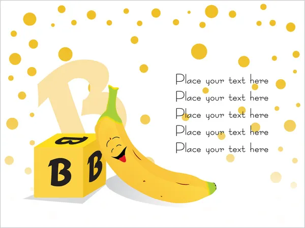 Kind onderwijs vector, b voor banana — Stockvector
