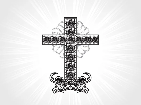 Motif de l'oeuvre croix chrétienne — Image vectorielle