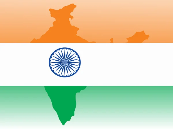 Silueta de mapa indio en bandera — Vector de stock