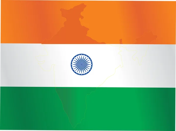 Карта Индии, изолированная на флаге — стоковый вектор