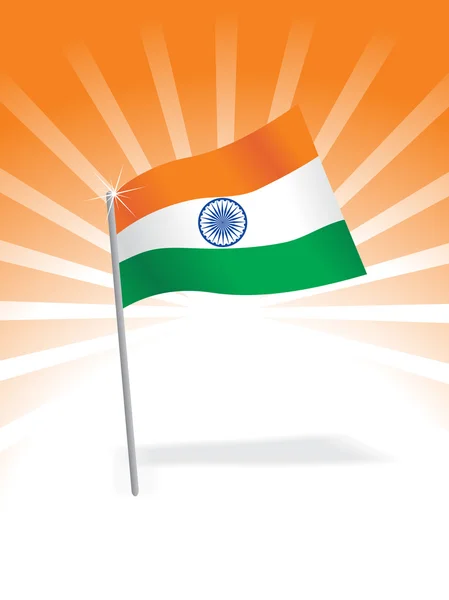 印度的国旗插在很好的背景上孤立 — 图库矢量图片
