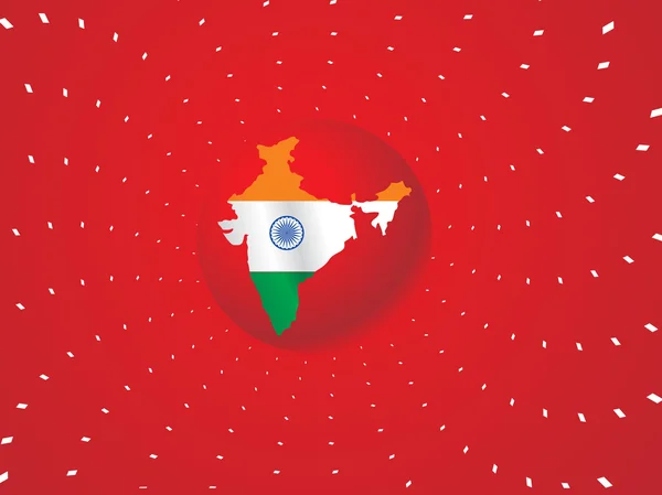 地図図形、赤いベクトルでインドの旗 — ストックベクタ