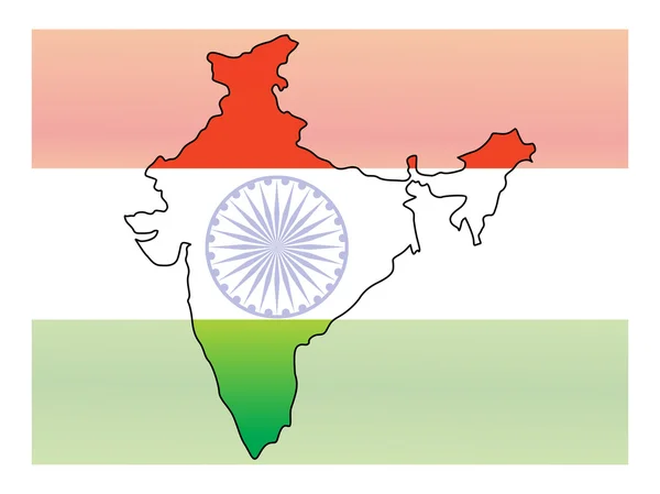 Индийский флаг и карта, показывающая свободу — стоковый вектор