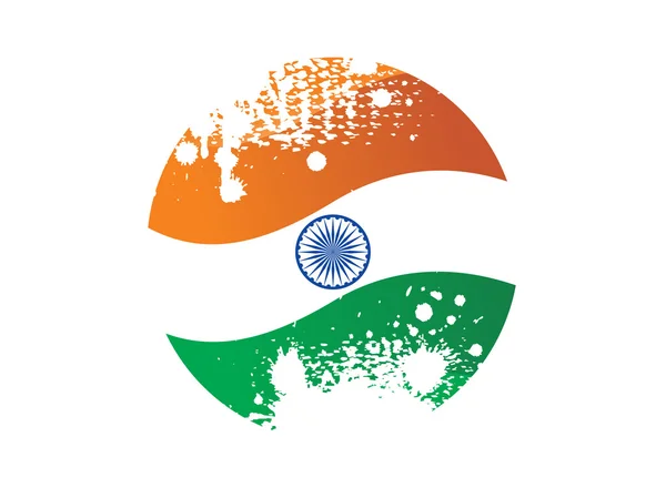 Botão grungy na cor da bandeira indiana — Vetor de Stock