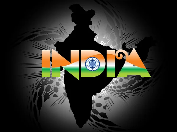 Fond noir avec carte indienne — Image vectorielle