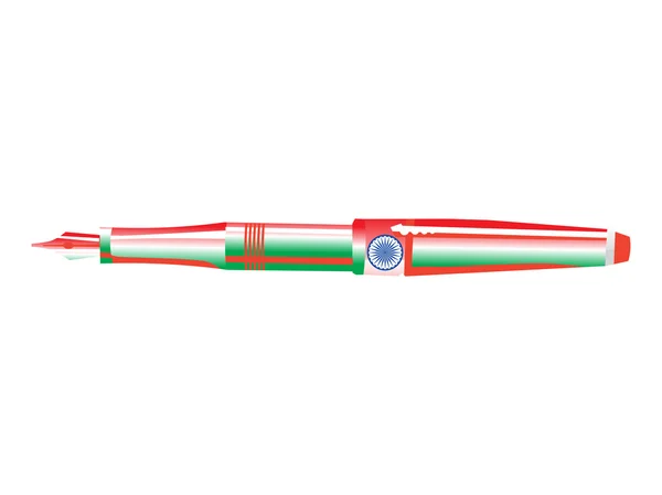 Penna a colori isolata bandiera indiana — Vettoriale Stock