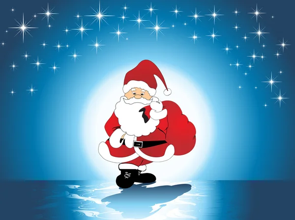 Санта Клаус со своим подарочным пакетом — стоковый вектор