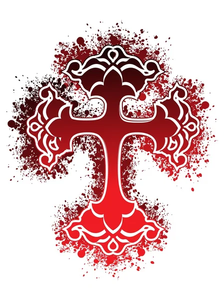 Croix rouge grunge isolée — Image vectorielle