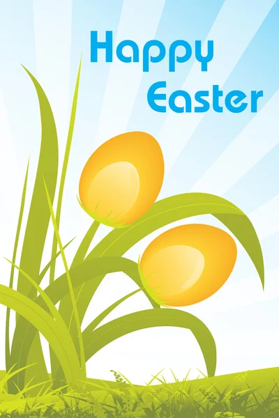 Paskalya yumurtası ile Bahçe arka plan — Stok Vektör