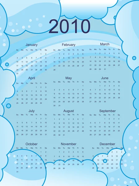Kalender für 2010 — Stockvektor