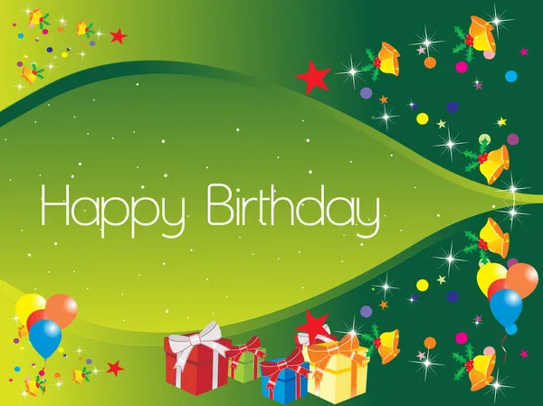 Happy birthday green banner — Stock Vector
