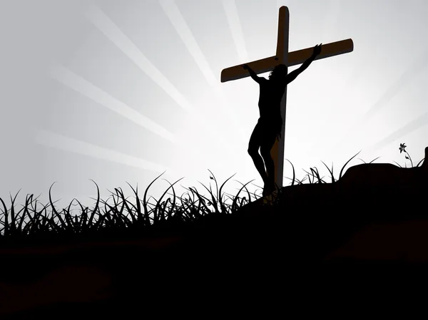 Antecedentes con Jesús en cruz — Vector de stock