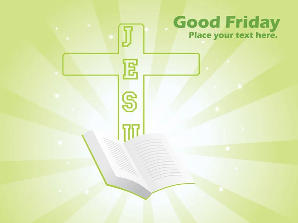 Rayons arrière-plan avec bible, croix — Image vectorielle