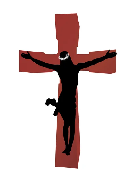 耶稣基督在木制十字架上 — 图库矢量图片