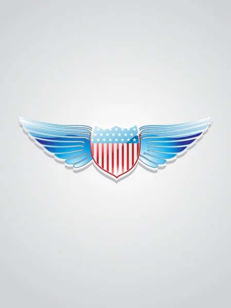 Intarsio bandiera americana su emblema scudo — Vettoriale Stock