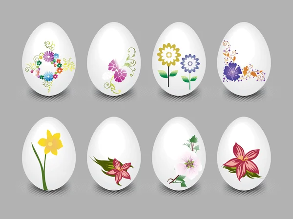 Flor con conjunto de huevo de Pascua — Vector de stock