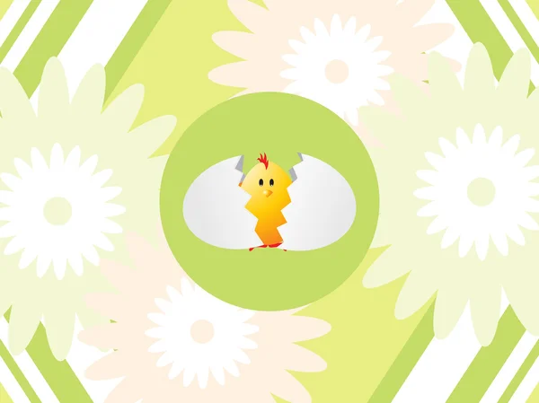 Fond avec poulet dans un œuf cassé — Image vectorielle