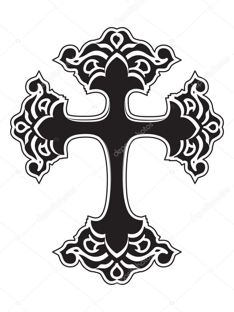 Isolated black cross on white background