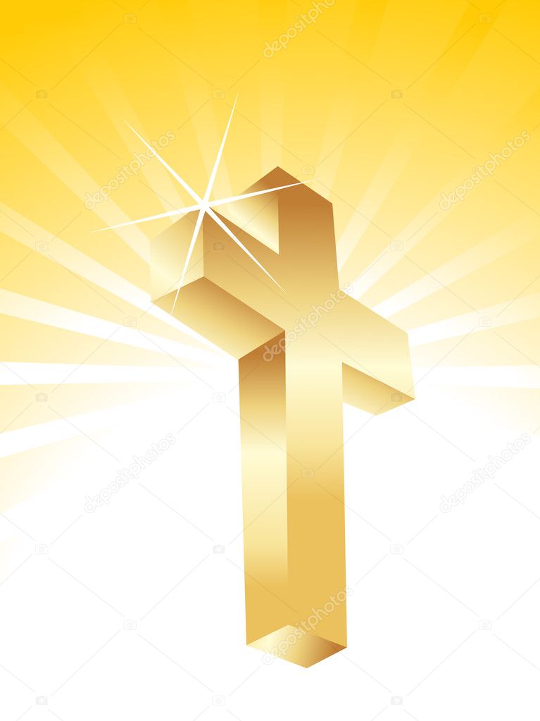 Vector isolated golden cross