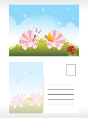 Easter post card illustration clipart