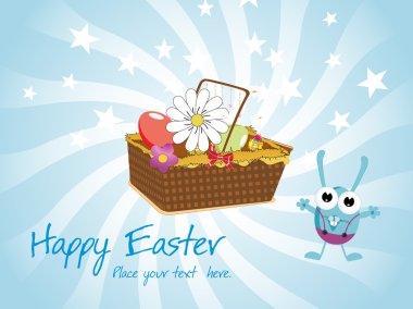 Background with basket, cartoon egg clipart