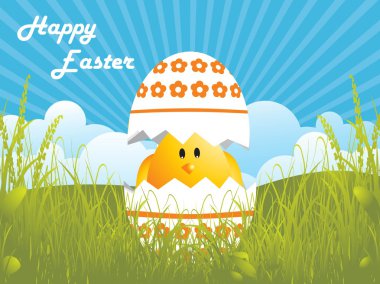 Meadow with broken egg in chicken clipart