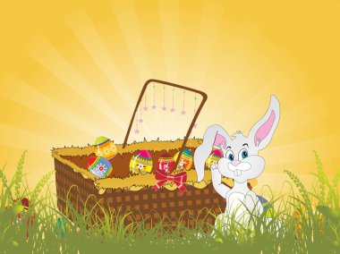 Garden with bunny, egg clipart