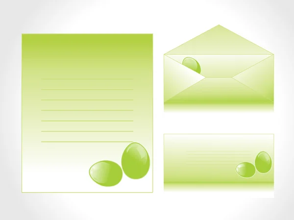 Envelop, postcard with green egg — Stock Vector