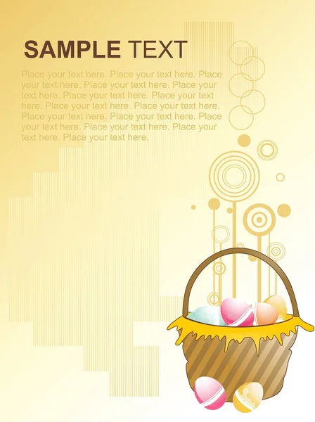 Fond avec panier d'œufs coloré — Image vectorielle