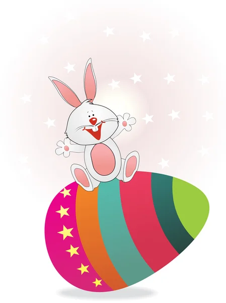 与兔子坐在鸡蛋上的星光背景 — 图库矢量图片
