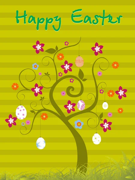 Isolated tree with easter background — Stock Vector