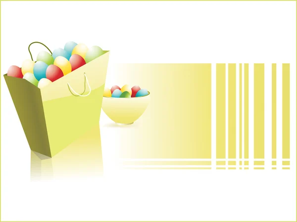 Tál, táska, a színes húsvéti tojás — Stock Vector