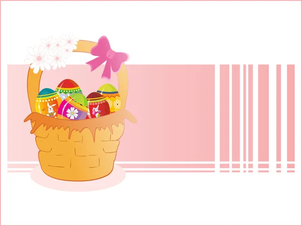 Basket with decorated egg — Stock Vector