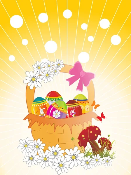 Прикрашений яєчний кошик, цвітіння — стоковий вектор